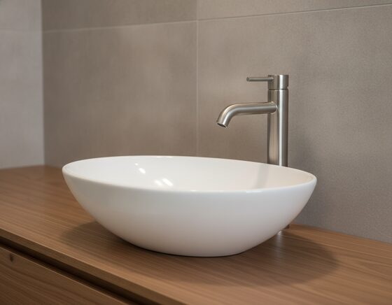 900mm ceramic vanity top with a single integrated basin and bench space